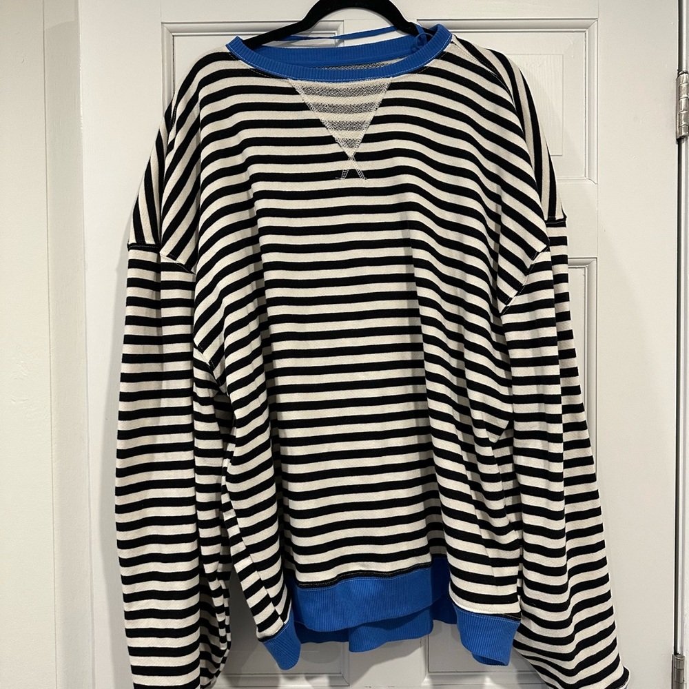 Free People Classic Striped Oversized Crewneck